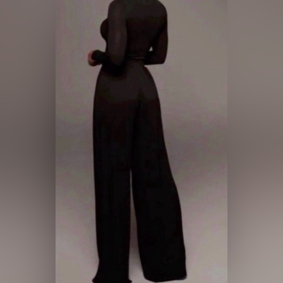 JLUXLABEL Pants - Women’s Black Self-Double Layer Wide Leg Pants Small